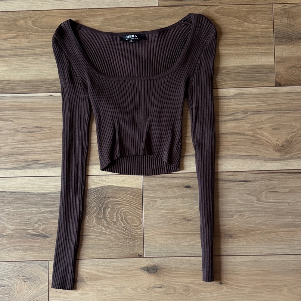 OOTDFash Chocolate Ribbed Crop Top